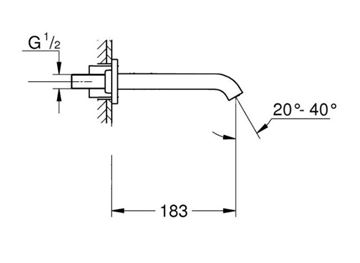 GROHE výtokové ramínko 183 mm, chrom  48638000 Technický nákres