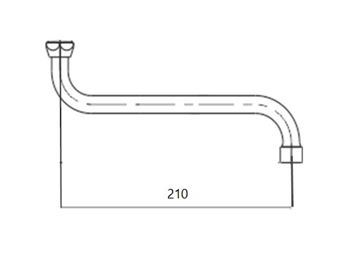NOVASERVIS výtokové ramínko 210 mm, chrom RAM1070/T,0 Technický nákres