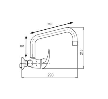 NOVASERVIS výtokové ramínko 250 mm, chrom RAM1174,0 Technický nákres