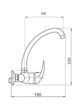 NOVASERVIS výtokové ramínko 160 mm, chrom RAM1274,0 Technický nákres