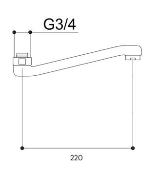 STENO výtokové ramínko 220 mm, chrom 30422 Technický nákres