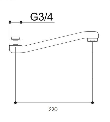 STENO výtokové ramínko 220 mm, chrom 30422 Technický nákres