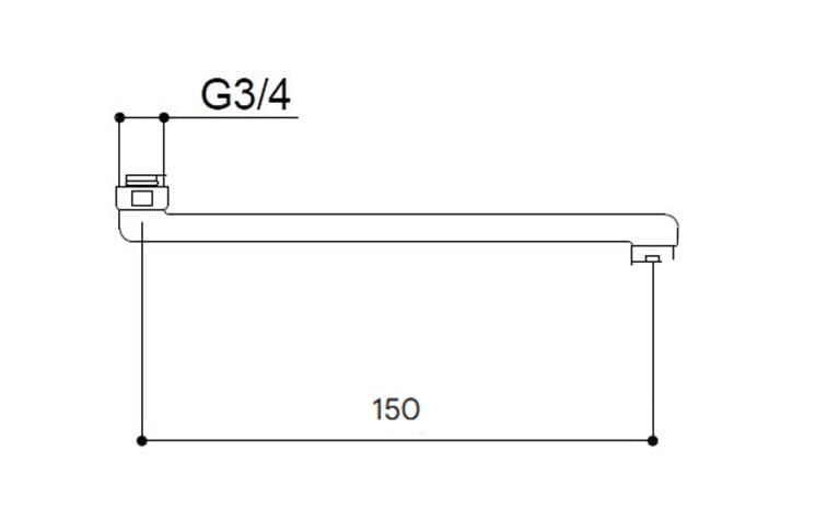 STENO výtokové ramínko 150 mm, chrom 30315 Technický nákres