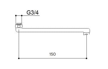 STENO výtokové ramínko 150 mm, chrom 30315 Technický nákres