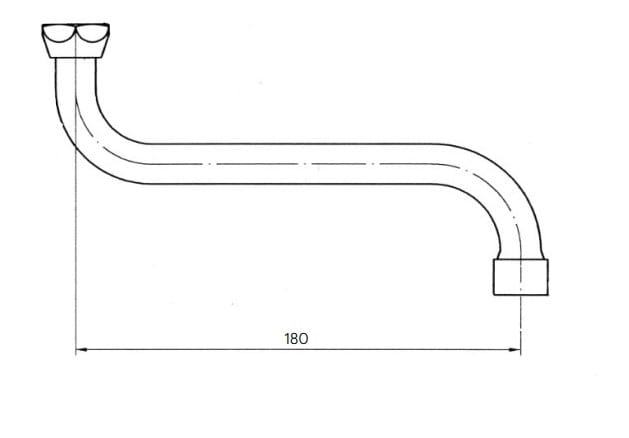 STENO výtokové ramínko 180 mm, chrom  30518 Technický nákres
