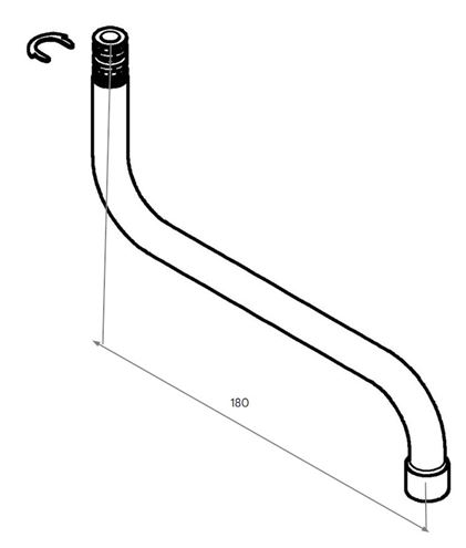 GROHE rameno 180 mm, chrom 13370000 Technický nákres