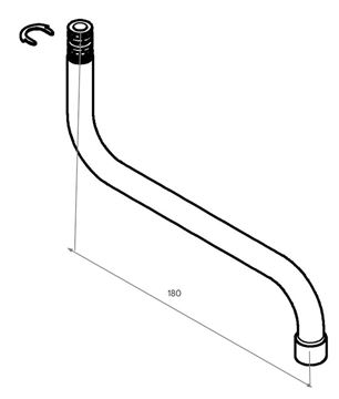 GROHE rameno 180 mm, chrom 13370000 Technický nákres