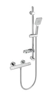 NOVASERVIS METALIA 54 sprchový set s termostatickou baterií, ruční sprcha se 3 proudy, tyč, hadice, ECO, chrom