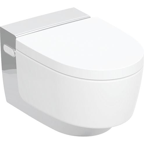 GEBERIT AQUACLEAN MERA COMFORT závěsné WC s bidetovým sedátkem, SoftClosing, TurboFlush, KeraTect, bílá/chrom 146.210.21.1 Obrázek - Hlavní obrázek