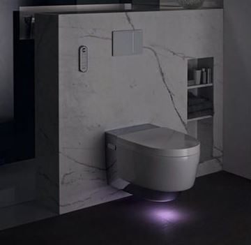 GEBERIT AQUACLEAN MERA COMFORT závěsné WC s bidetovým sedátkem, SoftClosing, TurboFlush, KeraTect, bílá/chrom 146.210.21.1 Obrázek - fotka