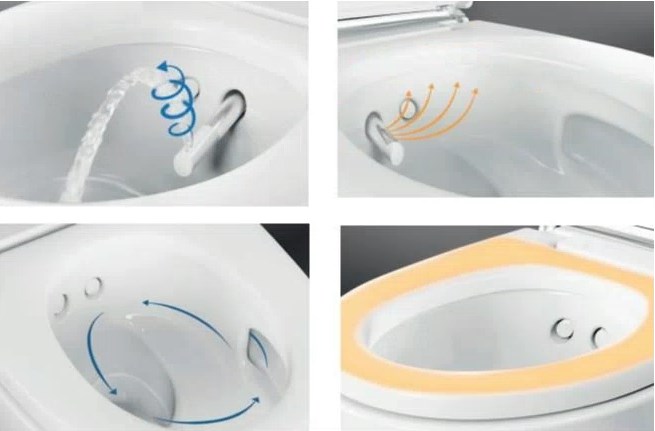 GEBERIT AQUACLEAN MERA COMFORT závěsné WC s bidetovým sedátkem, SoftClosing, TurboFlush, KeraTect, bílá/chrom 146.210.21.1 Obrázek - fotka