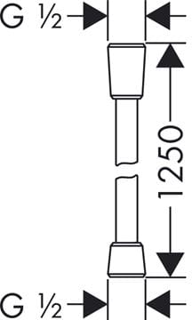 HANSGROHE ISIFLEX sprchová hadice 1250 mm, hladká, s ochranou proti překroucení a zlomení, plast, kartáčovaný bronz 28272140 Technický nákres