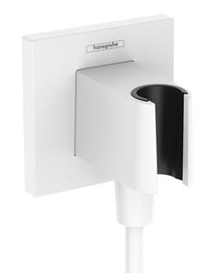HANSGROHE FIXFIT E držák ruční sprchy s připojením na vodu, matná bílá
