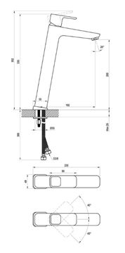 RAVAK 10° umyvadlová stojánková baterie, chrom X070091 Technický nákres