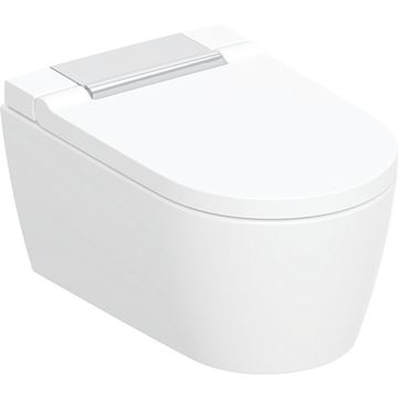 GEBERIT AQUACLEAN SELA závěsné WC s bidetovým sedátkem, SoftOpening, TurboFlush, KeraTect, bílá/chrom
