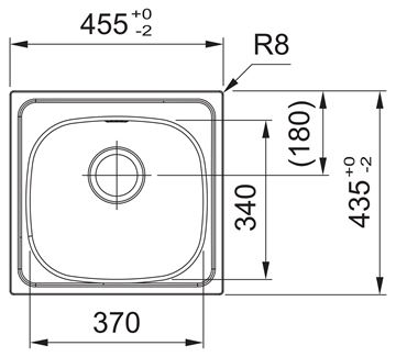 FRANKE SPARK SKN 610-37/44 nerezový dřez 455x435 mm 101.0712.178 Technický nákres