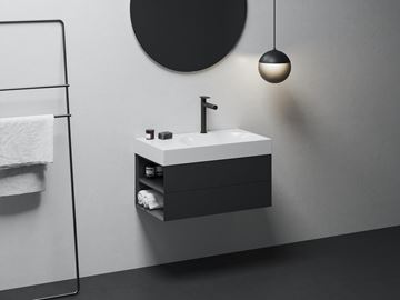 RAVAK LITE umyvadlo 80 cm, s otvorem pro baterii vpravo, bez přepadu, litý mramor XJXL1280001 Obrázek - fotka