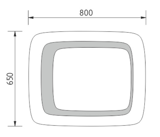 NIMCO ZP 7000 zrcadlo 65x80 cm, reverzibilní, s osvětlením, se senzorem ZP 7001-S Technický nákres