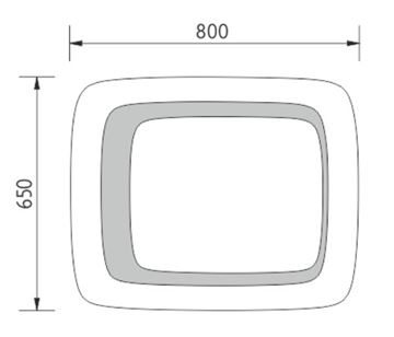 NIMCO ZP 7000 zrcadlo 65x80 cm, reverzibilní, s osvětlením, se senzorem ZP 7001-S Technický nákres