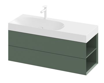 RAVAK SD LITE 120 P skříňka pod umyvadlo 120x45x43 cm, 2 zásuvky, 2 police vlevo, Grey Green X000001894 Obrázek - fotka
