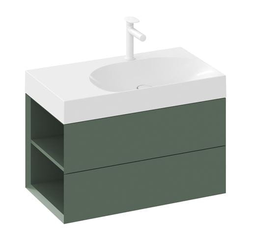 RAVAK SD LITE 80 L skříňka pod umyvadlo 80x45x43 cm, 2 zásuvky, 2 police vlevo, Grey Green X000001876 Obrázek - fotka