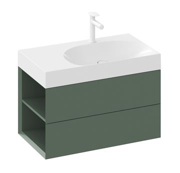 RAVAK SD LITE 80 L skříňka pod umyvadlo 80x45x43 cm, 2 zásuvky, 2 police vlevo, Grey Green X000001876 Obrázek - fotka