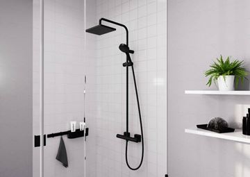 HANSGROHE VERNIS SHAPE SHOWERPIPE 230 sprchový set s termostatickou baterií, horní sprcha, ruční sprcha se 2 proudy, tyč, hadice, EcoSmart, matná černá 26097670 Obrázek - fotka