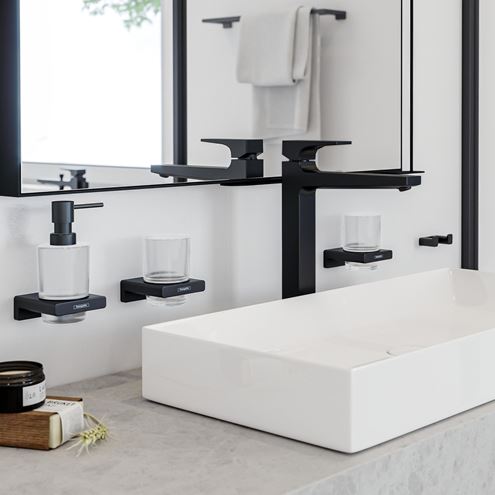 HANSGROHE ADDSTORIS dávkovač tekutého mýdla, sklo, matná černá 41745670 Obrázek - fotka