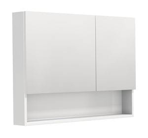 INTEDOOR BARI zrcadlová skříňka 100x72x14 cm, s vypínačem a el. zásuvkou, MDF, lesklá bílá