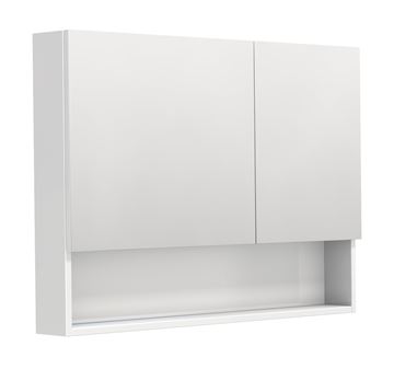 INTEDOOR BARI zrcadlová skříňka 100x72x14 cm, s vypínačem a el. zásuvkou, MDF, lesklá bílá
