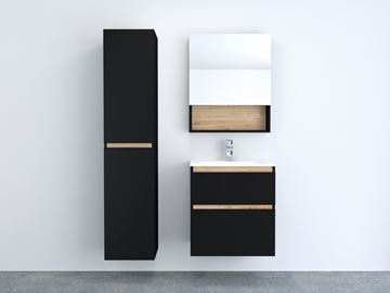 INTEDOOR BARI zrcadlová skříňka 100x72x14 cm, s vypínačem a el. zásuvkou, MDF, matná černá/dub anniversary BAZSN100A3686/A02 Obrázek - fotka