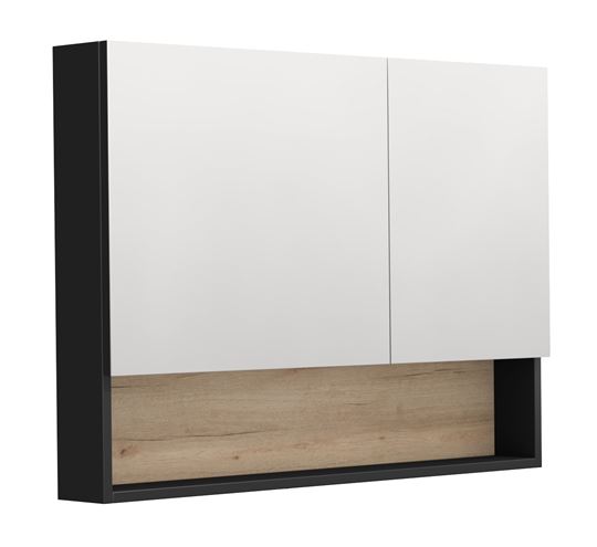 INTEDOOR BARI zrcadlová skříňka 100x72x14 cm, s vypínačem a el. zásuvkou, MDF, matná černá/dub anniversary BAZSN100A3686/A02 Obrázek - Hlavní obrázek