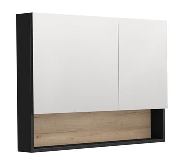 INTEDOOR BARI zrcadlová skříňka 100x72x14 cm, s vypínačem a el. zásuvkou, MDF, matná černá/dub anniversary