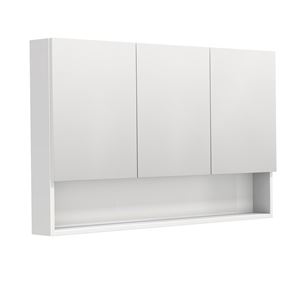 INTEDOOR BARI zrcadlová skříňka 120x72x14 cm, s vypínačem a el. zásuvkou, MDF, lesklá bílá