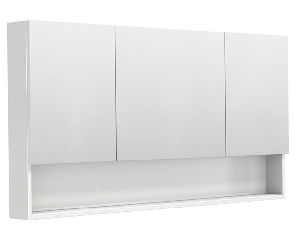 INTEDOOR BARI zrcadlová skříňka 140x72x14 cm, s vypínačem a el. zásuvkou, MDF, lesklá bílá BAZSN140A0016 Obrázek - Hlavní obrázek