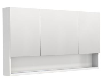 INTEDOOR BARI zrcadlová skříňka 140x72x14 cm, s vypínačem a el. zásuvkou, MDF, lesklá bílá