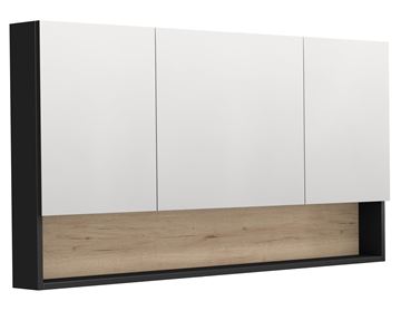INTEDOOR BARI zrcadlová skříňka 140x72x14 cm, s vypínačem a el. zásuvkou, MDF, matná černá/dub anniversary