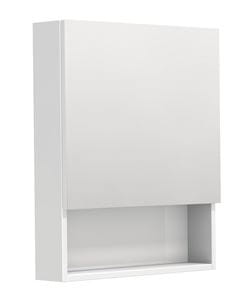 INTEDOOR BARI zrcadlová skříňka 60x72x14 cm, s vypínačem a el. zásuvkou, panty vlevo, MDF, lesklá bílá