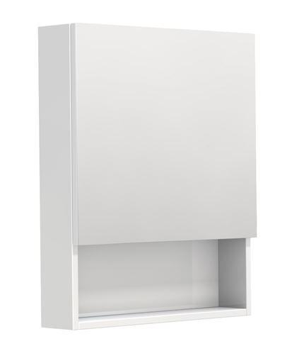 INTEDOOR BARI zrcadlová skříňka 60x72x14 cm, s vypínačem a el. zásuvkou, panty vlevo, MDF, lesklá bílá BAZSN60LA0016 Obrázek - Hlavní obrázek