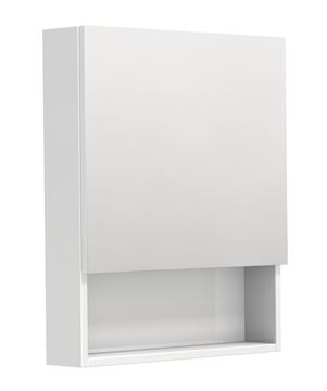 INTEDOOR BARI zrcadlová skříňka 60x72x14 cm, s vypínačem a el. zásuvkou, panty vlevo, MDF, lesklá bílá