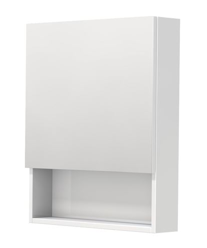 INTEDOOR BARI zrcadlová skříňka 60x72x14 cm, s vypínačem a el. zásuvkou, panty vpravo, MDF, lesklá bílá BAZSN60PA0016 Obrázek - Hlavní obrázek