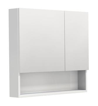 INTEDOOR BARI zrcadlová skříňka 80x72x14 cm, s vypínačem a el. zásuvkou, MDF, lesklá bílá