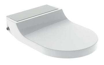 GEBERIT AQUACLEAN TUMA COMFORT bidetové sedátko, SoftOpening, bílá/kartáčovaná nerez