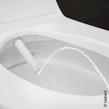 GEBERIT AQUACLEAN TUMA COMFORT bidetové sedátko, SoftOpening, bílá/černé sklo 146.270.SJ.1 Obrázek - fotka