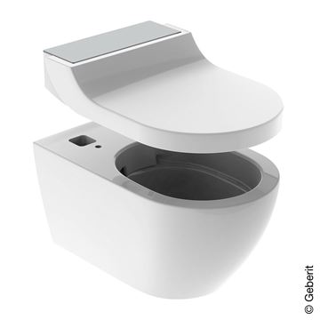 GEBERIT AQUACLEAN TUMA COMFORT bidetové sedátko, SoftOpening, bílá/kartáčovaná nerez 146.270.FW.1 Obrázek - fotka
