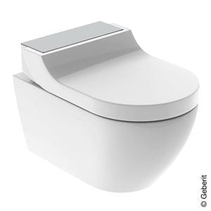 GEBERIT AQUACLEAN TUMA COMFORT závěsné WC s bidetovým sedátkem, SoftOpening, Rimless, KeraTect, bílá/kartáčovaná nerez