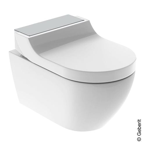 GEBERIT AQUACLEAN TUMA COMFORT závěsné WC s bidetovým sedátkem, SoftOpening, Rimless, KeraTect, bílá/kartáčovaná nerez 146.290.FW.1 Obrázek - Hlavní obrázek