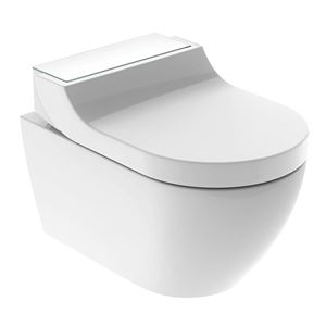 GEBERIT AQUACLEAN TUMA COMFORT závěsné WC s bidetovým sedátkem, SoftOpening, Rimless, KeraTect, bílá/bílé sklo