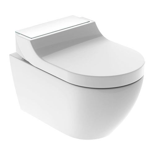 GEBERIT AQUACLEAN TUMA COMFORT závěsné WC s bidetovým sedátkem, SoftOpening, Rimless, KeraTect, bílá/bílé sklo 146.290.SI.1 Obrázek - Hlavní obrázek