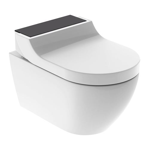 GEBERIT AQUACLEAN TUMA COMFORT závěsné WC s bidetovým sedátkem, SoftOpening, Rimless, KeraTect, bílá/černé sklo 146.290.SJ.1 Obrázek - Hlavní obrázek